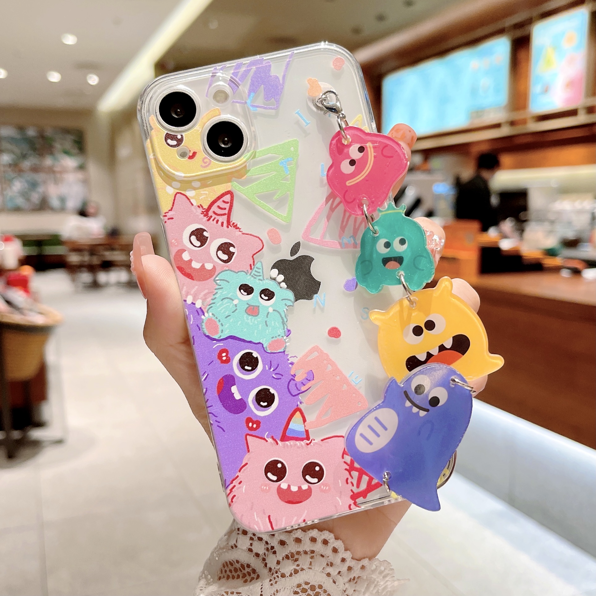 Fashion Cartoon Painted Flower Heart Chain Iphone 13 Mobile Phone Case display picture 5