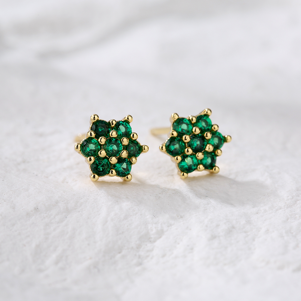New Fashion Plating 18k Gold Micro Inlaid Zircon Geometric Copper Ear Studs Earrings display picture 3