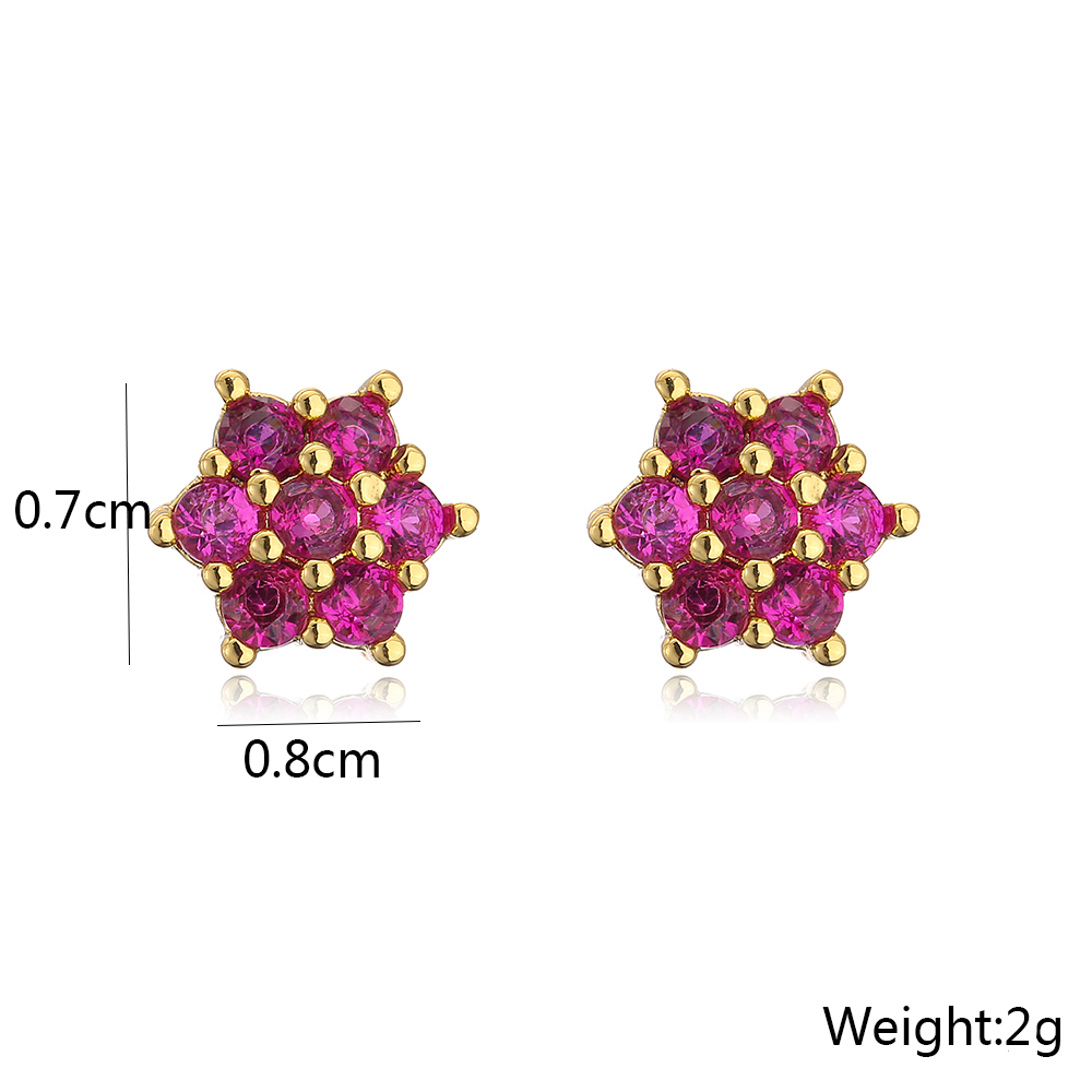 New Fashion Plating 18k Gold Micro Inlaid Zircon Geometric Copper Ear Studs Earrings display picture 4