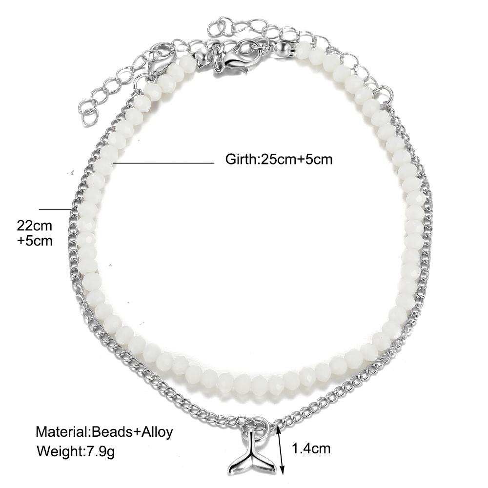 Fashion New Bohemian Style Beach Bead Double-circle Anklet Fishtail Pendant Anklet Wholesale display picture 1