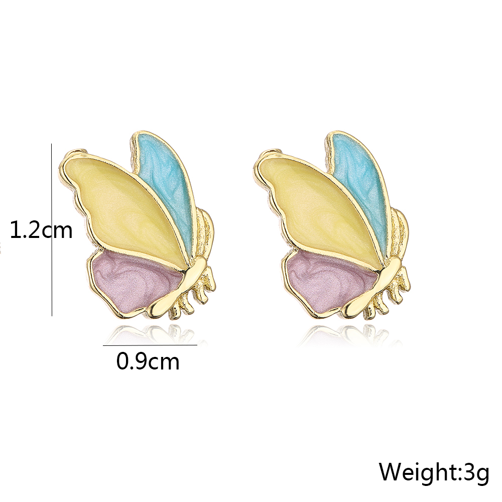 Fashion 18k Gold Plating Zircon Dripping Butterfly Copper Ear Studs Earring display picture 3