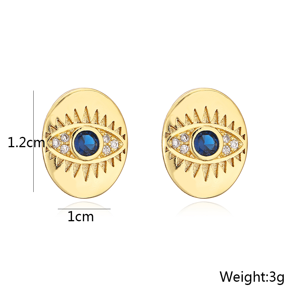 Fashion Evil Eyes Ear Studs Women's New Gold-plated Micro Inlaid Zircon Copper Earrings display picture 3