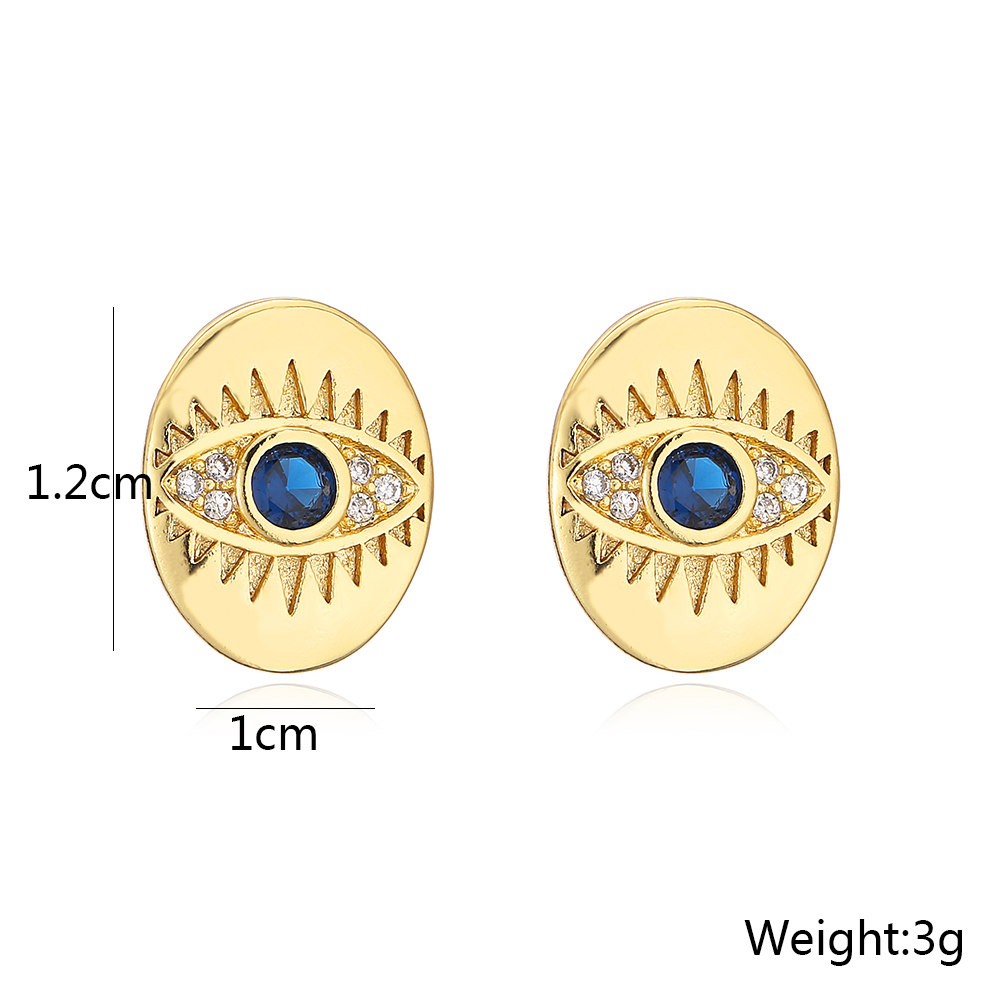 Mode Mal Yeux Oreille Goujons De Femmes New Gold-plaqué Micro Incrusté Zircon Boucles D'oreilles En Cuivre display picture 3