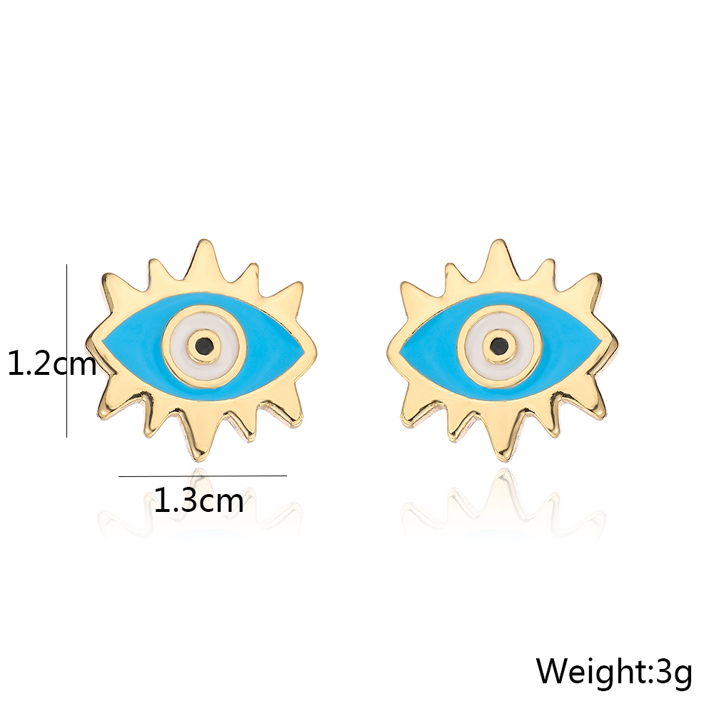 Fashion Evil Eyes Ear Studs Women's New Gold-plated Micro Inlaid Zircon Copper Earrings display picture 4