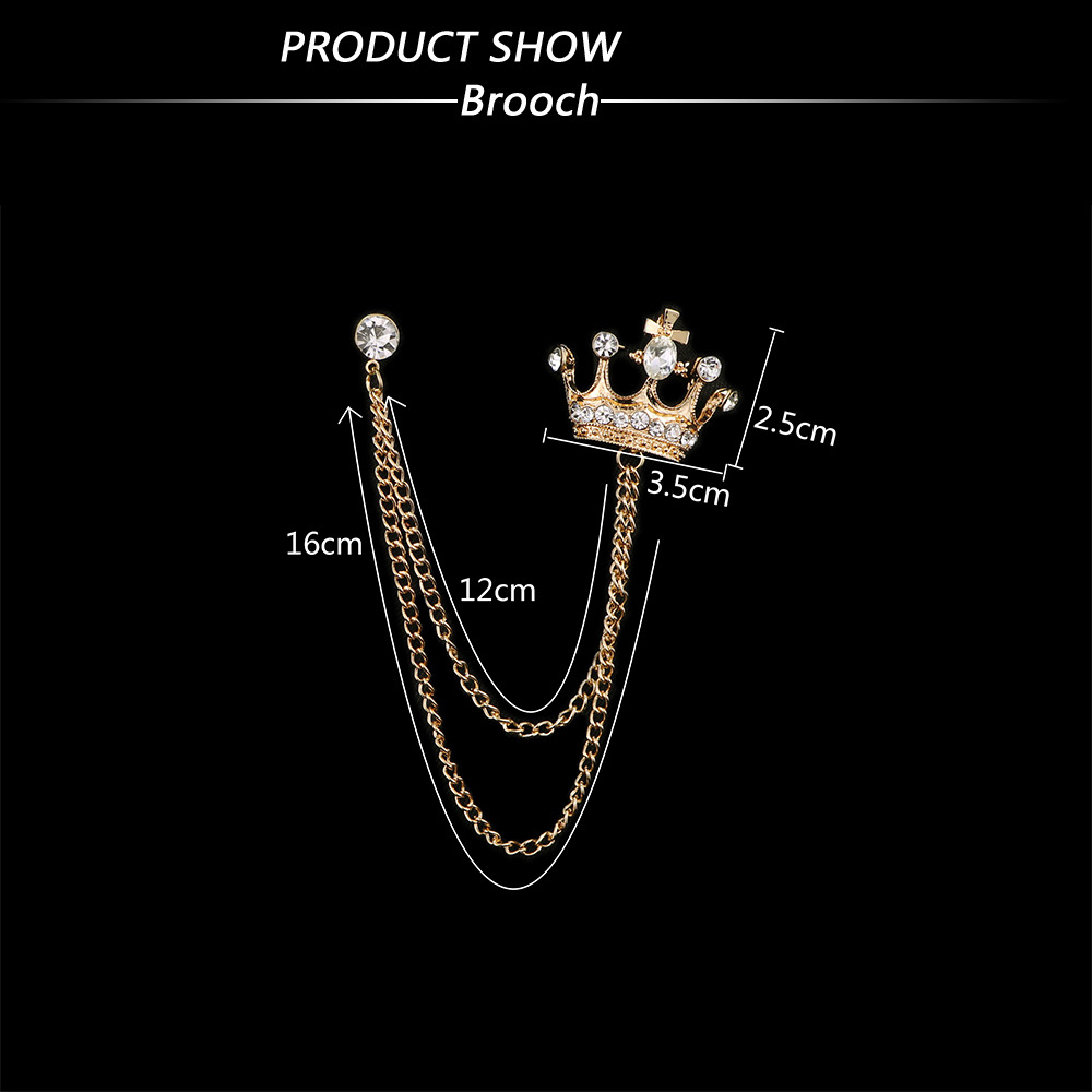 New Style Alloy Crown Chain Inlaid Rhinestone Brooch Corsage display picture 1