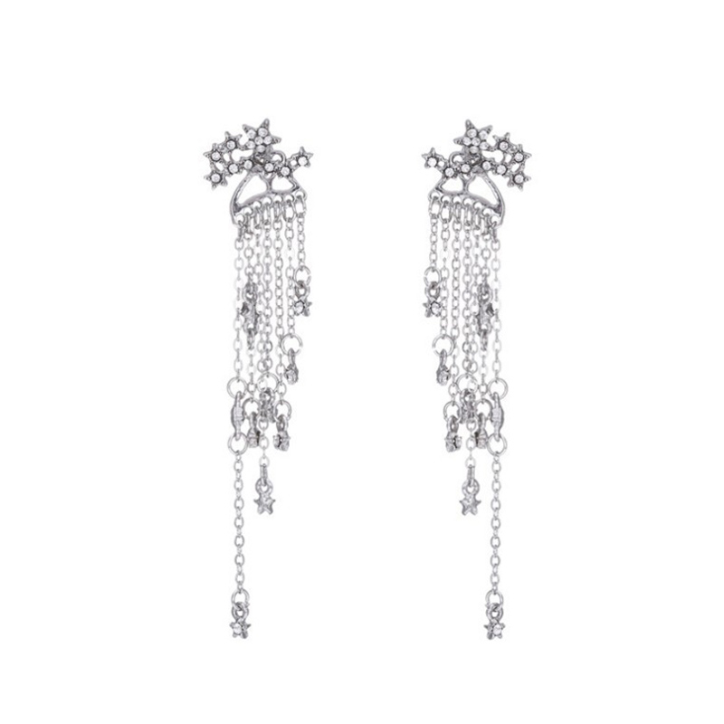 Fashion Ornament Long Tassel Rhinestone Inlaid Star Ear Studs display picture 3