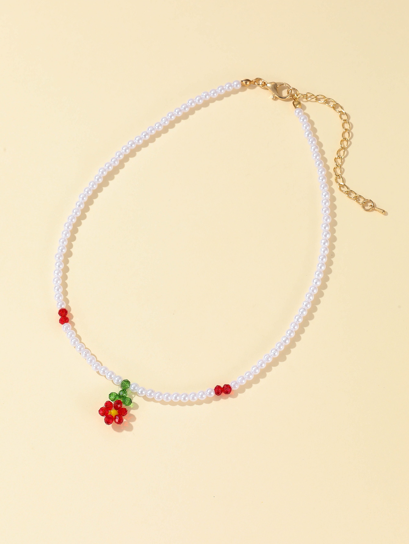 Fashion Simple Colorful Beaded Floret Pearl Sweet Clavicle Chain Necklace display picture 2