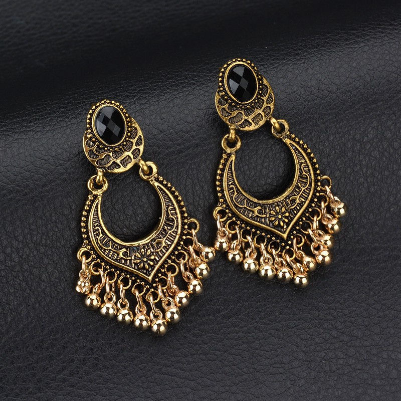 Fashion Vintage Tassel Beads Alloy Earrings Ornament Wholesale display picture 3