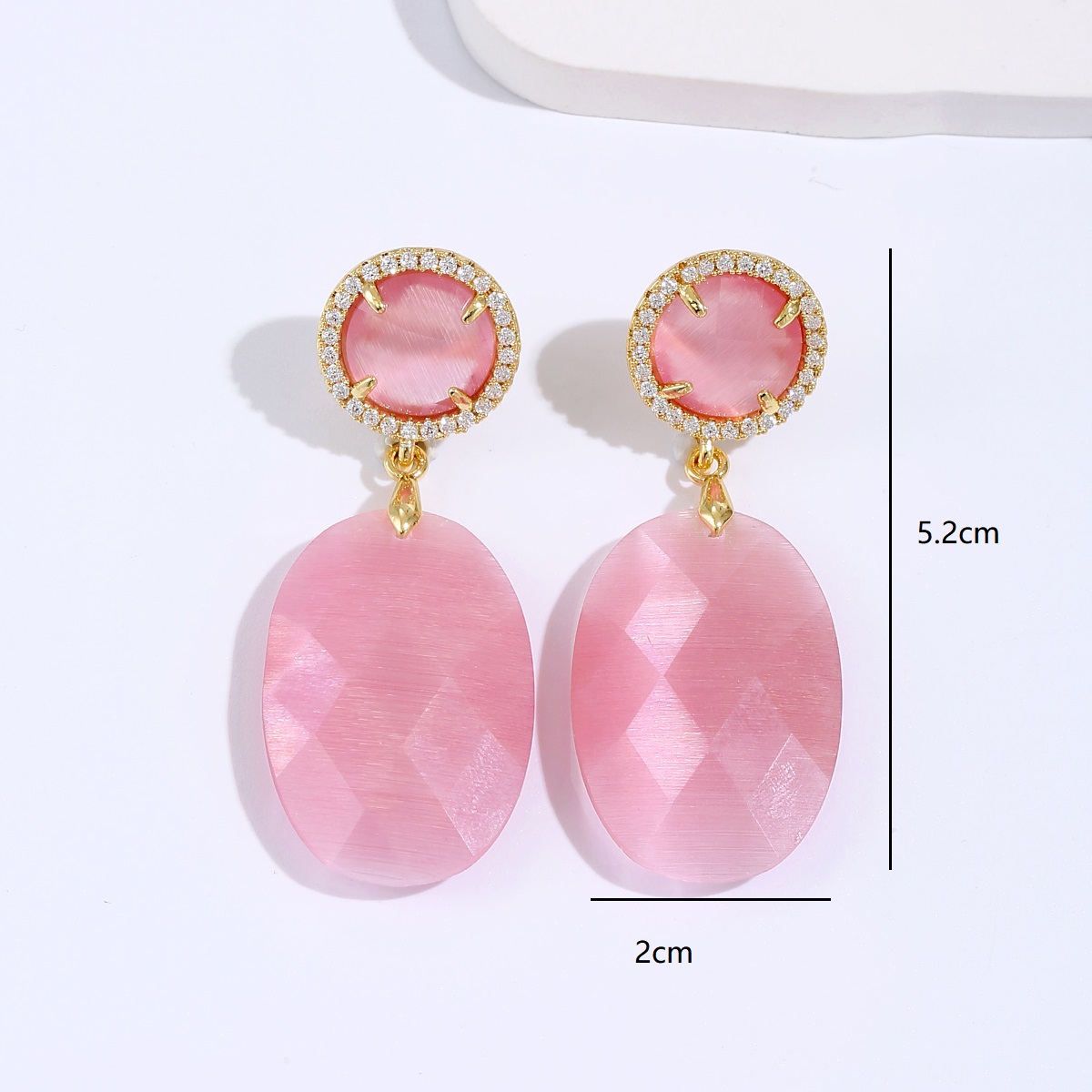 Fashion Pink Pendant Oval Copper Acrylic Drop Earrings display picture 5