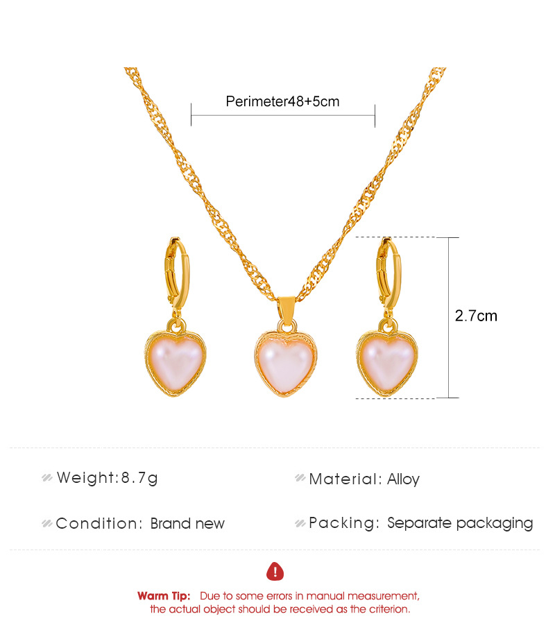 Fashion Simple Pearl Heart Alloy Necklace And Earrings Suite display picture 1