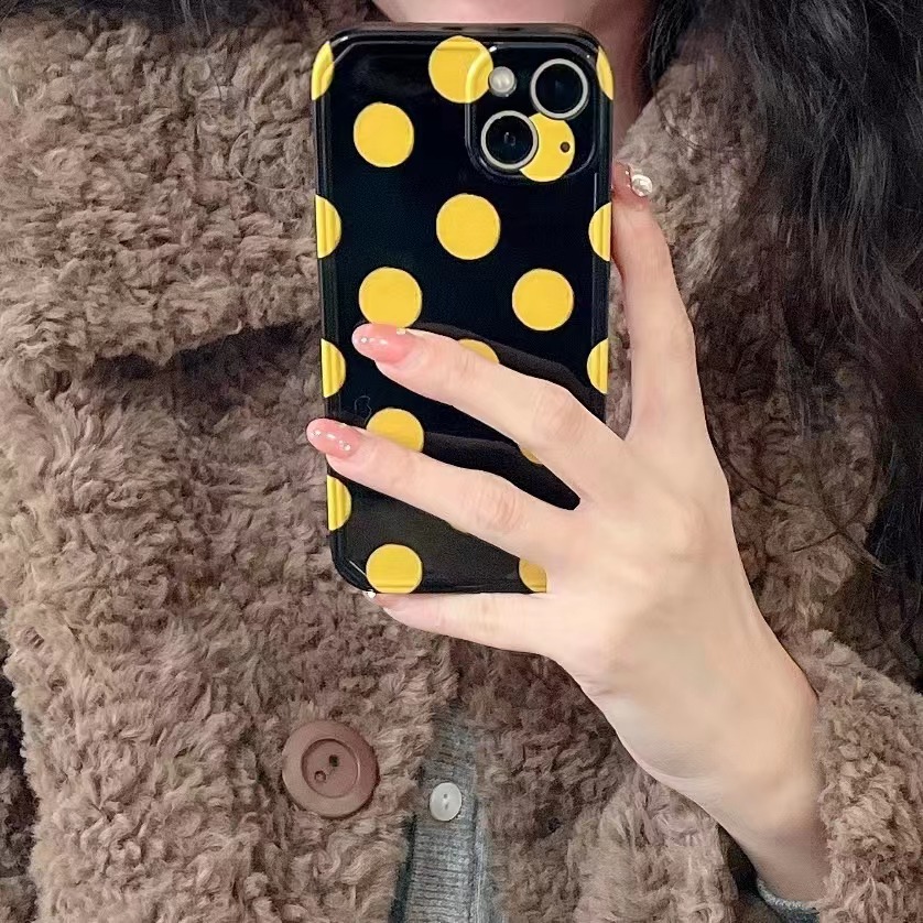 Simple Yellow Polka Dots Pattern Iphone 13 Mobile Phone Case display picture 5
