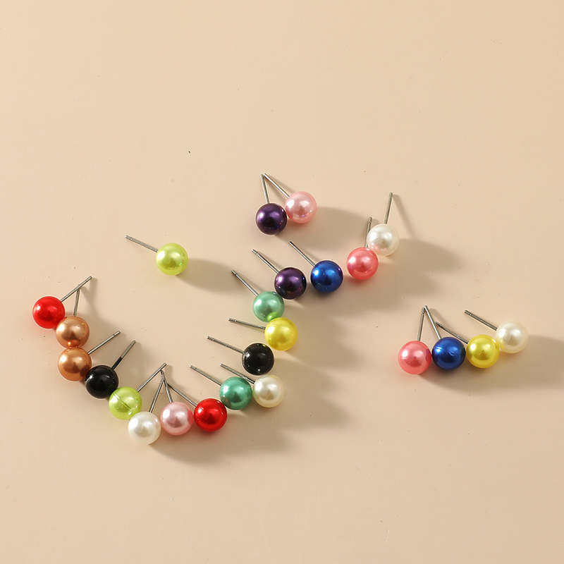 8mm Multicolor Simple Moda Pendientes De Perla Conjunto display picture 2