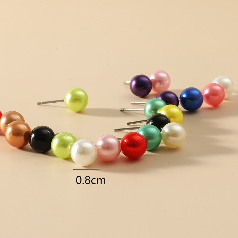 8mm Multicolor Simple Moda Pendientes De Perla Conjunto display picture 3