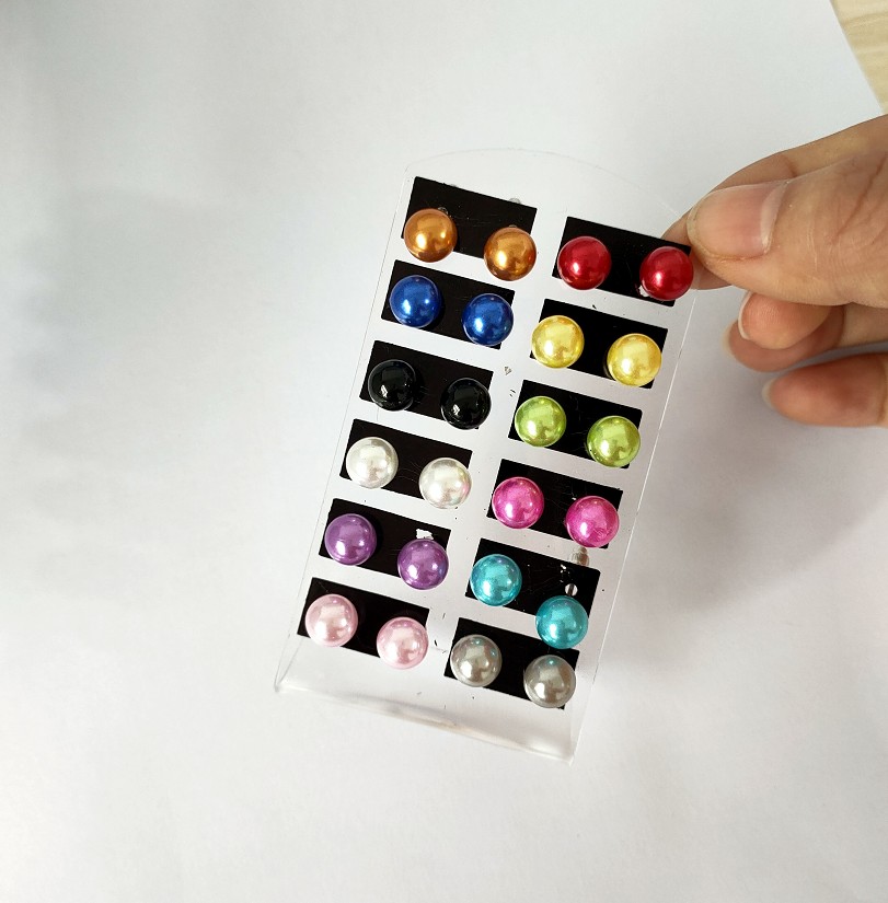 8mm Multicolor Simple Moda Pendientes De Perla Conjunto display picture 4