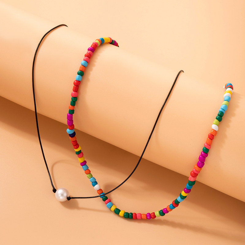 Ethnische Stil Perle Saiten Perlen Multi-schicht Braid Seil Halskette display picture 3
