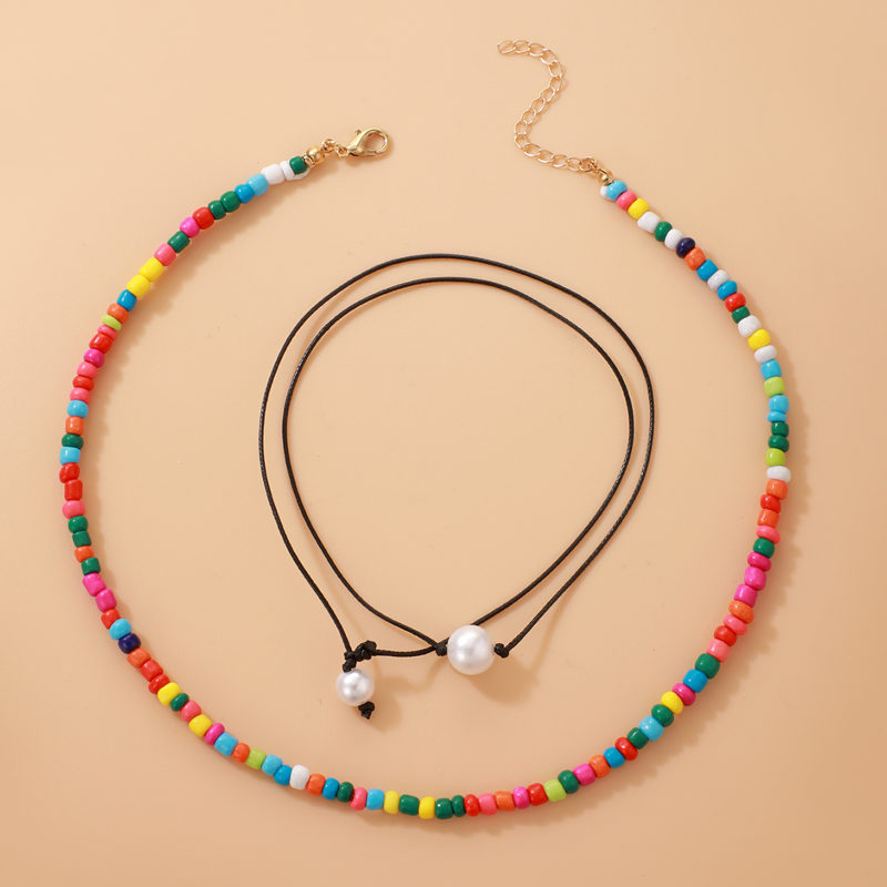 Ethnische Stil Perle Saiten Perlen Multi-schicht Braid Seil Halskette display picture 5
