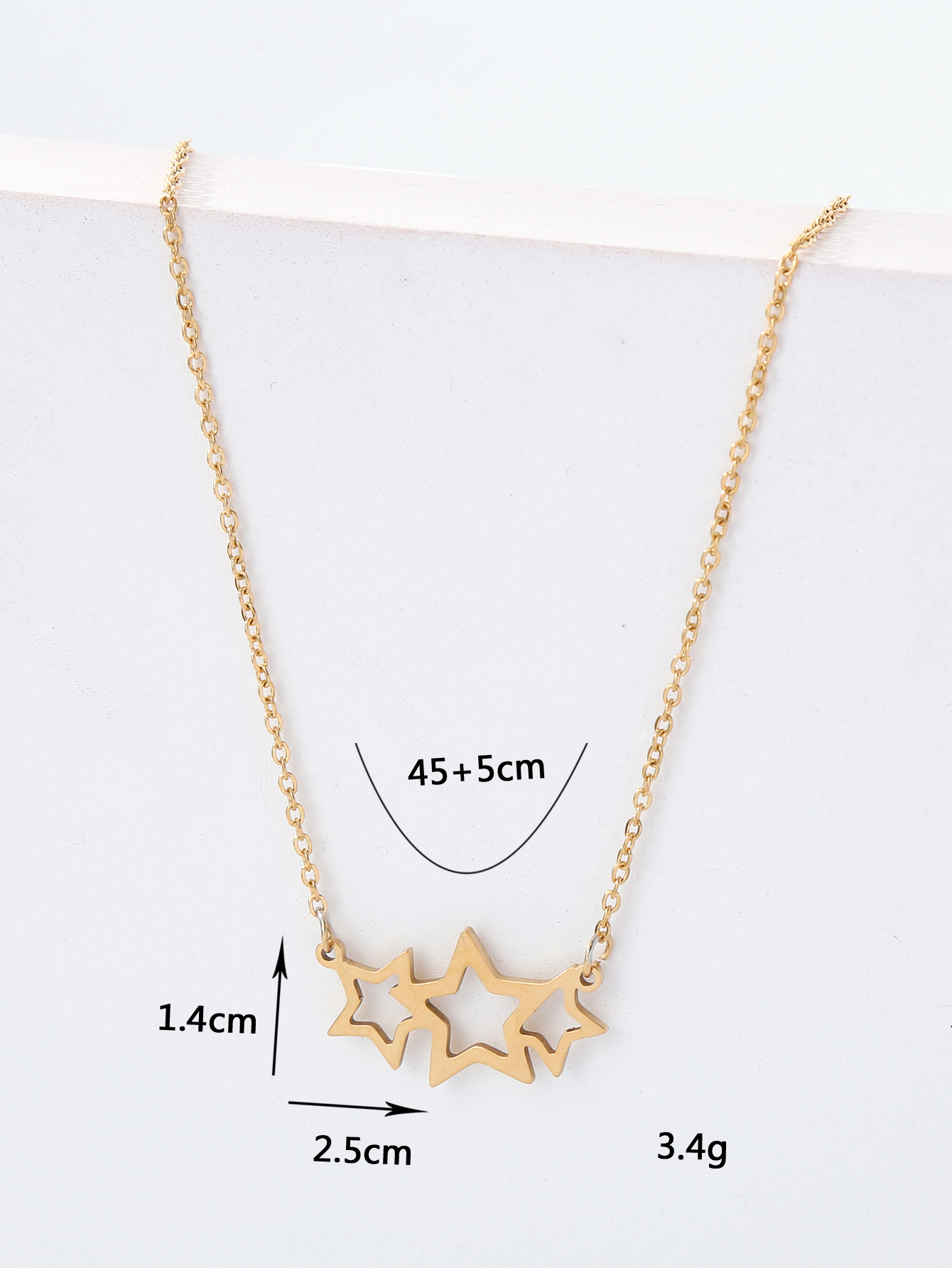 Fashion Stainless Steel 18k Gold Plating Star Shaped Pendant Three-dimensional Necklace display picture 4