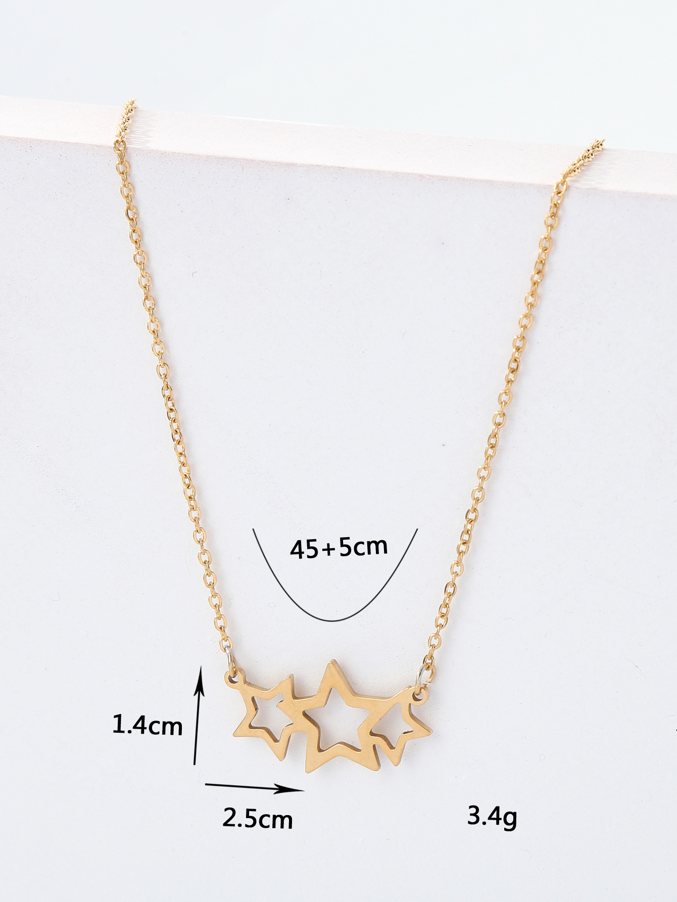 Moda Acero Inoxidable 18k Chapado En Oro Colgante En Forma De Estrella Collar Tridimensional display picture 4