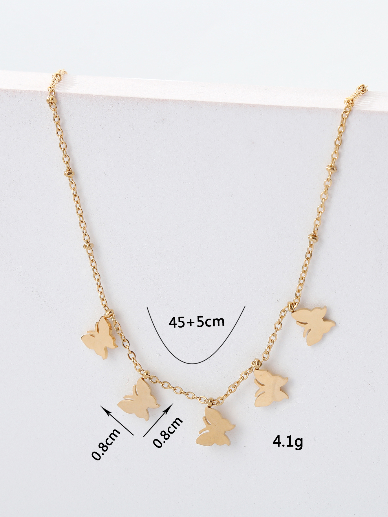 Fashion Stainless Steel Plated 18k Golden Butterfly Bead Necklace Pendant display picture 5