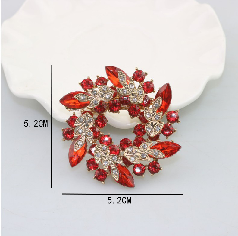 أزياء الماس البطانة حجر الراين جوهرة جولة على شكل أوراق بروش display picture 6
