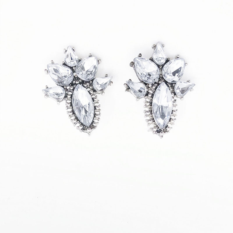 Fashion Retro Classic Gem Flower Water Drop Alloy Earrings display picture 5