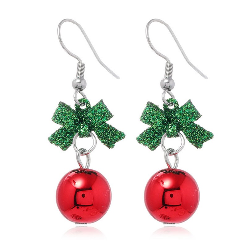 Fashion Cute Sweet Glitter Bow Red Bead Alloy Earrings display picture 2