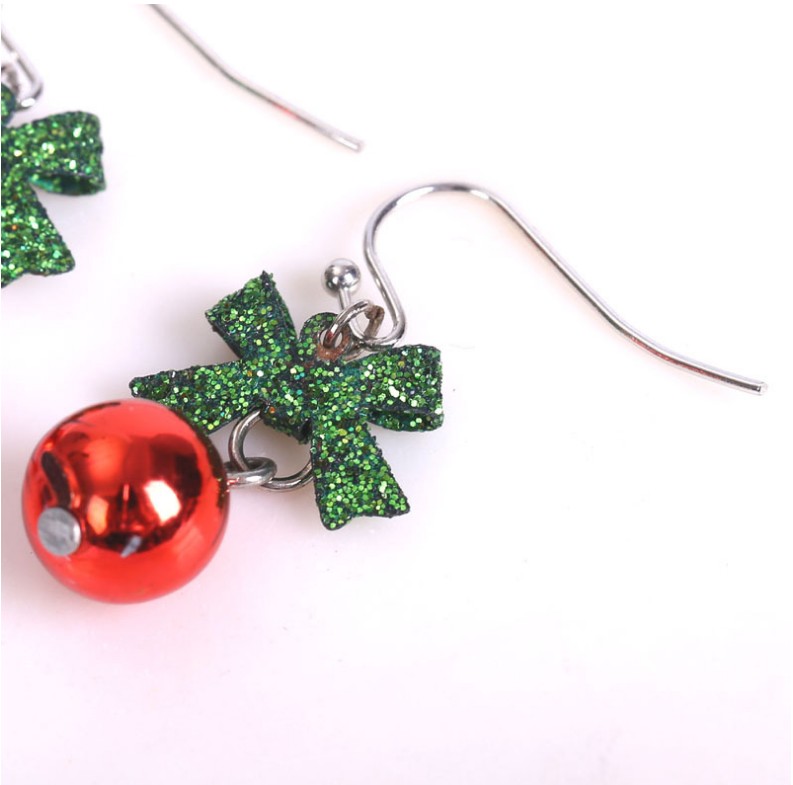 Fashion Cute Sweet Glitter Bow Red Bead Alloy Earrings display picture 4