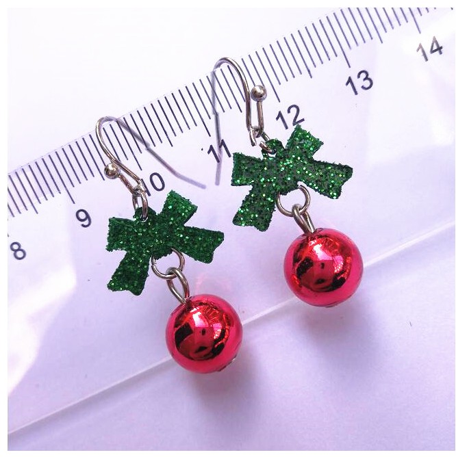 Fashion Cute Sweet Glitter Bow Red Bead Alloy Earrings display picture 7