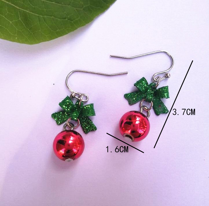 Fashion Cute Sweet Glitter Bow Red Bead Alloy Earrings display picture 8