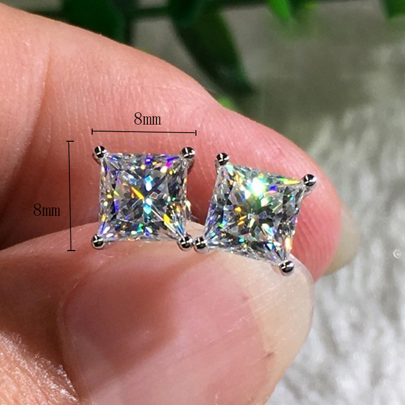 Fashion Simple Square Zircon Inlaid Stud Earrings Ornament display picture 1
