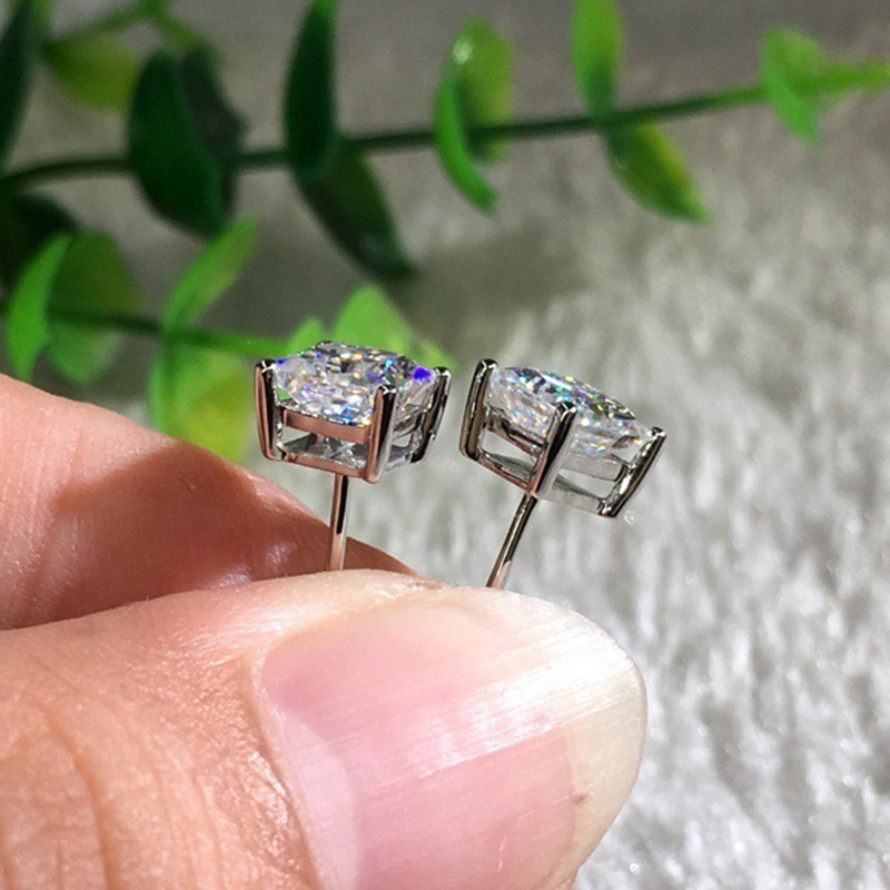 Fashion Simple Square Zircon Inlaid Stud Earrings Ornament display picture 2