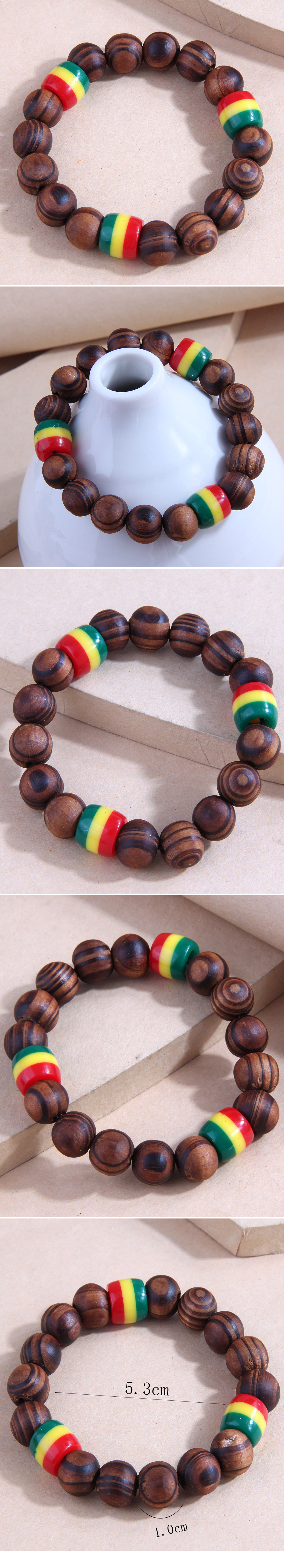 Simple Colorful Wooden Ball Personalized Bracelet display picture 1