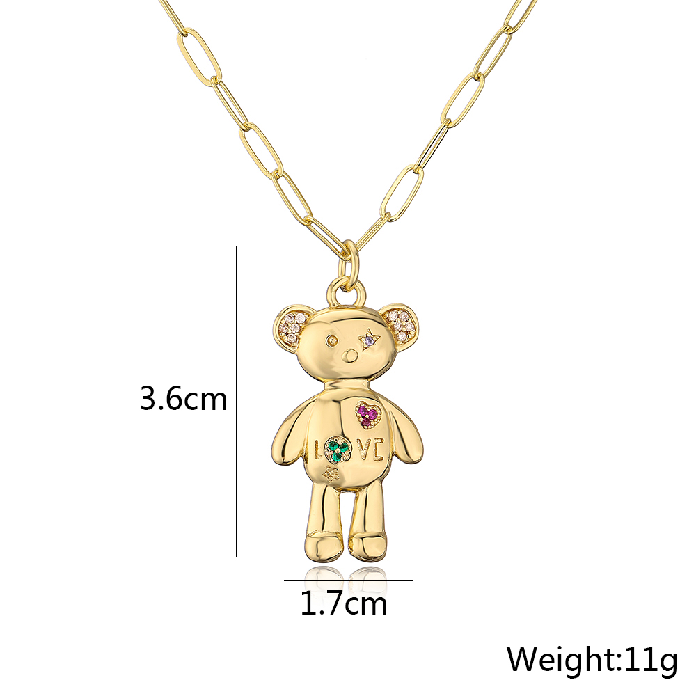 Moda Lindo Oso Luna Colgante Chapado En Oro De 18k Micro Incrustaciones Zirconia Collar De Cobre display picture 4