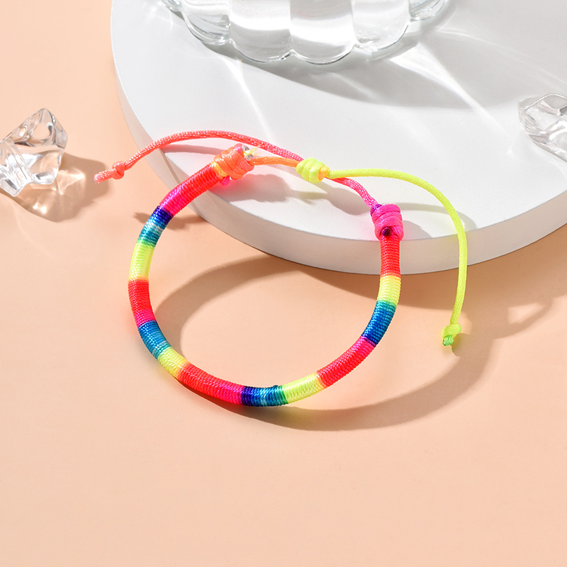 Simple Hand-woven Colorful Rope Single Circle Bracelet display picture 3