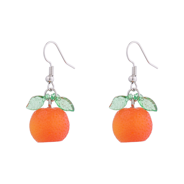 Fashion Creative Sweet Orange Fruit Shaped Pendant Metal Earrings display picture 1