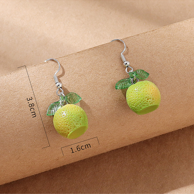 Mode Kreative Süße Orange Obst Förmigen Anhänger Metall Ohrringe display picture 2