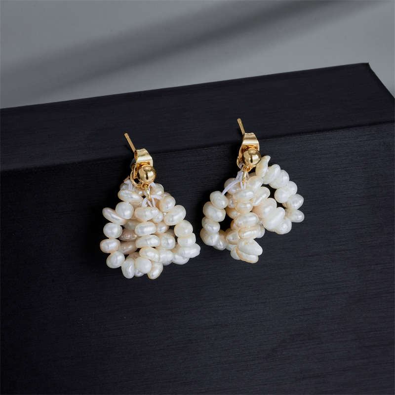 Nuevos Aretes De Perlas De Agua Dulce Naturales De Oro Real Electrochapado Para Damas Barrocas display picture 5