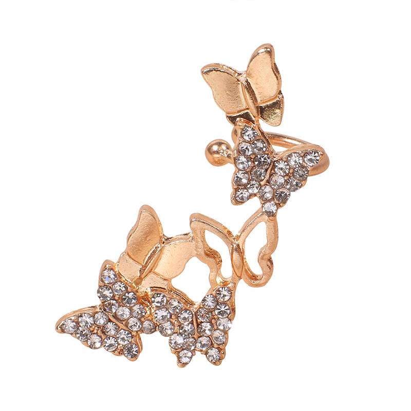 Fashion Full Diamond Asymmetric Butterfly Shaped Studs Earrings display picture 3