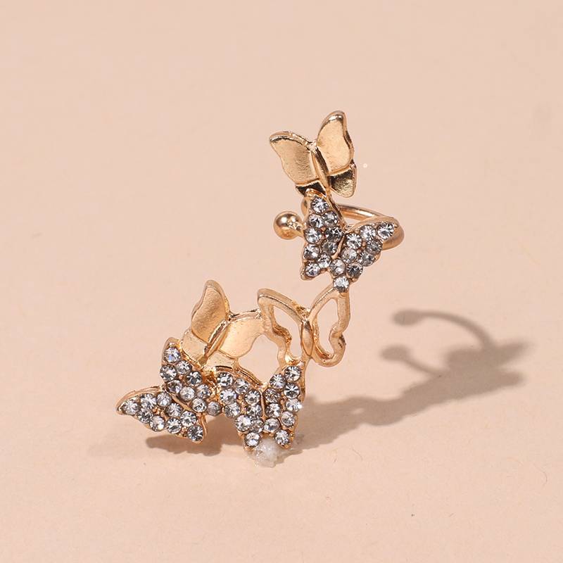 Fashion Full Diamond Asymmetric Butterfly Shaped Studs Earrings display picture 5