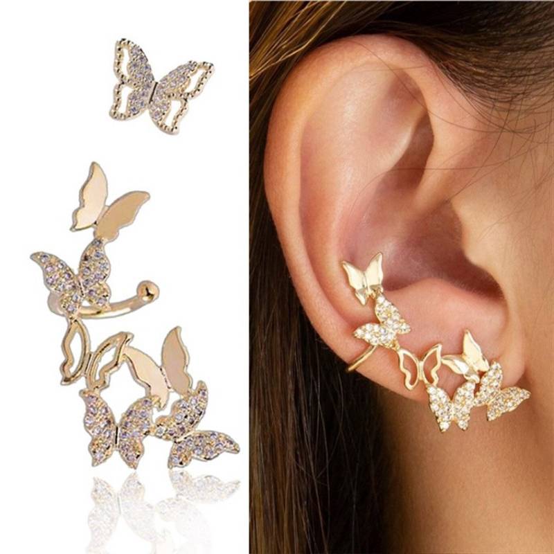 Fashion Full Diamond Asymmetric Butterfly Shaped Studs Earrings display picture 6