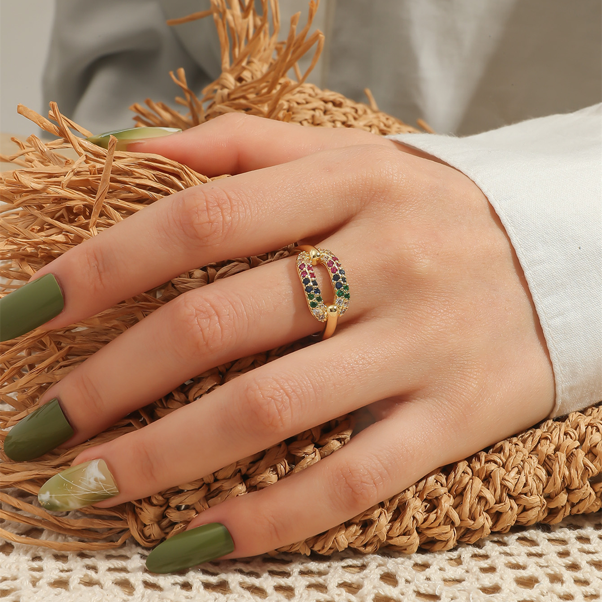 Fashion Copper Geometric Pattern Rings Daily Zircon display picture 2