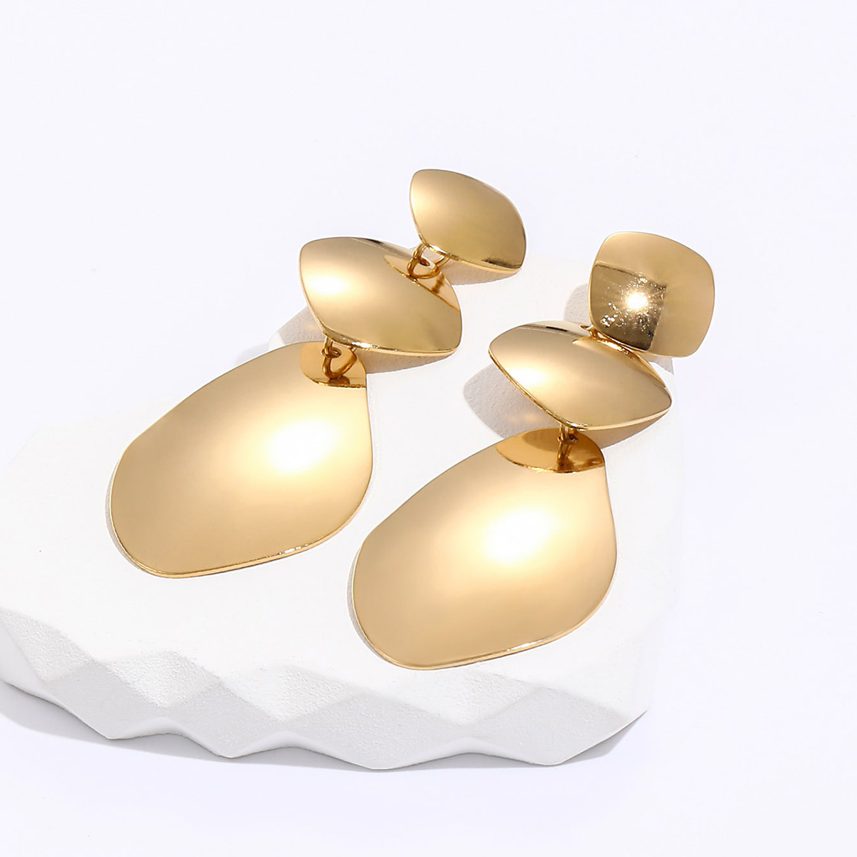 Mode Einfache Geometrische Form Galvani 18k Gold Edelstahl Ohrringe display picture 2