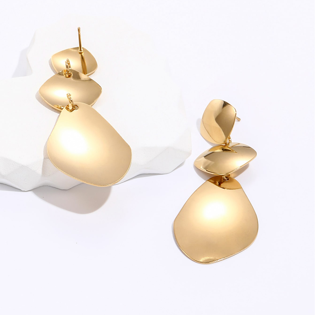 Mode Einfache Geometrische Form Galvani 18k Gold Edelstahl Ohrringe display picture 3