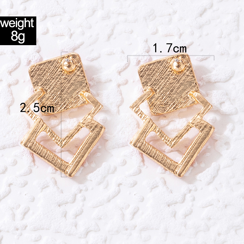 New Style Multi-layer Red Square Inlaid Diamond Dripping Oil Stud Earrings display picture 1