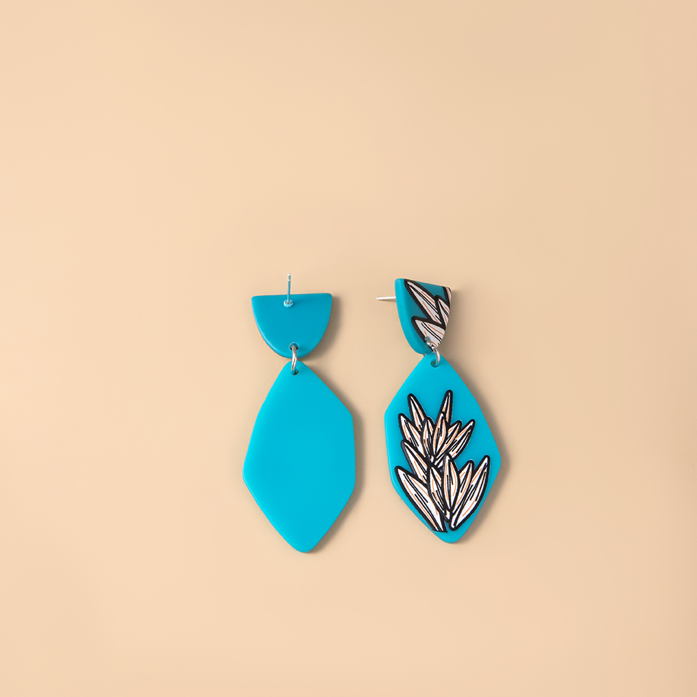 Fashion Retro Embossed Earrings Acrylic-based Resin Simple Leaves Earrings display picture 3