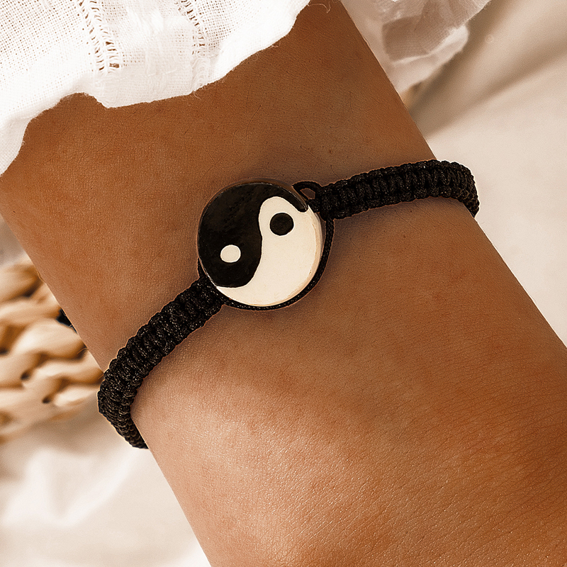 Ethnische Stil Tai Chi Muster Braid Seil Einstellbar Armband display picture 2