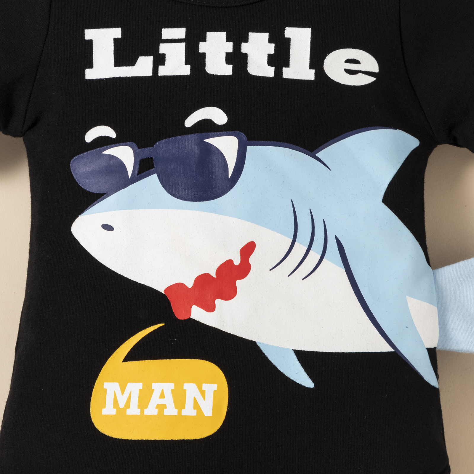 Fashion Baby Short Sleeve Letter Shark Print Romper Boys' Three-piece Suit display picture 2