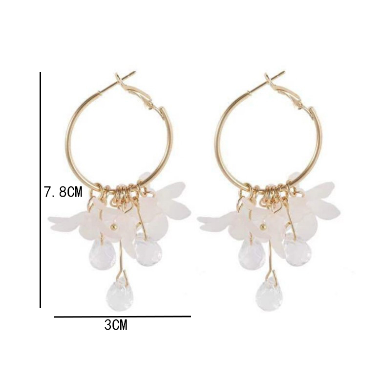 Fashion Flower Tassel Water Drop Pendant Crystal Petal Earrings display picture 7