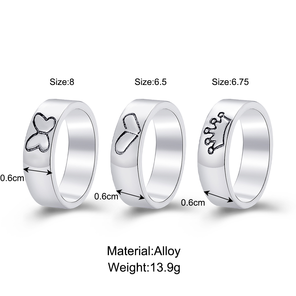 Fashion New Crown Butterfly Heart-shaped Women's Knuckle Ring Set 3-piece display picture 1