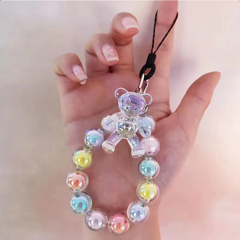 Mobile Phone Lanyard Short Finger Pendant Colorful Macaron Colorful Handmade Beaded Ornaments display picture 1
